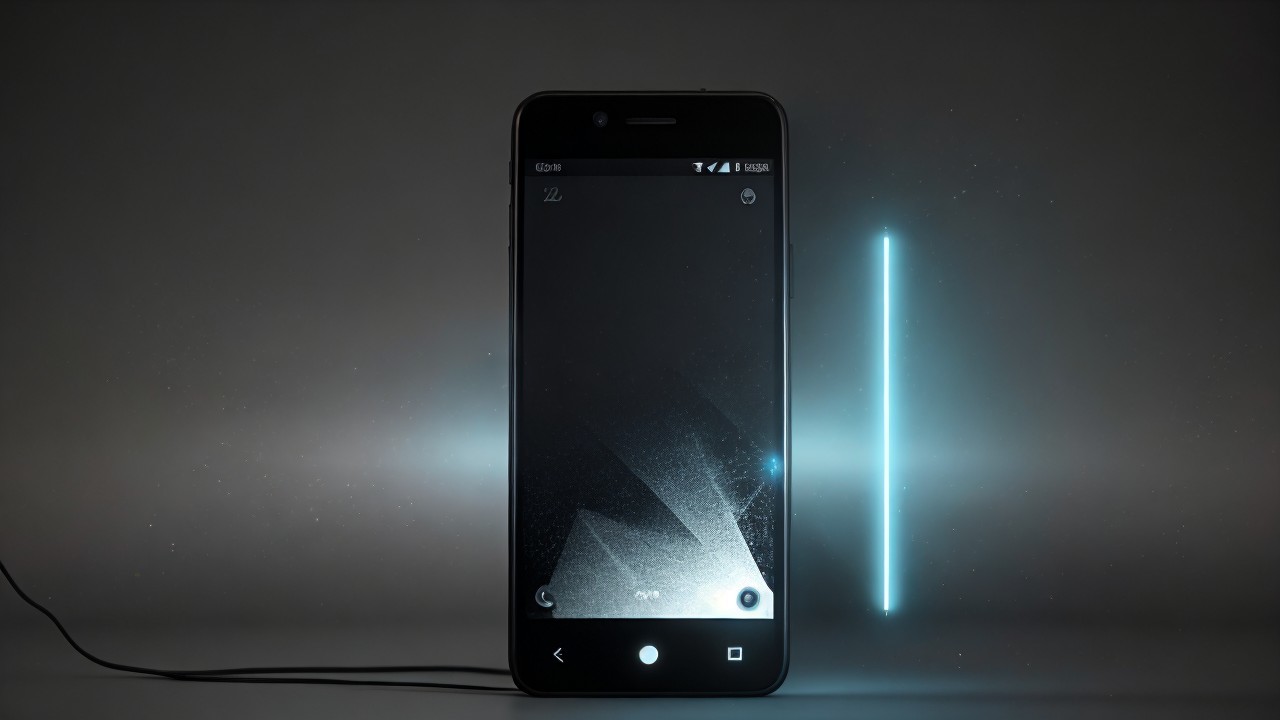 Sleek black smartphone with minimalist design and lighting