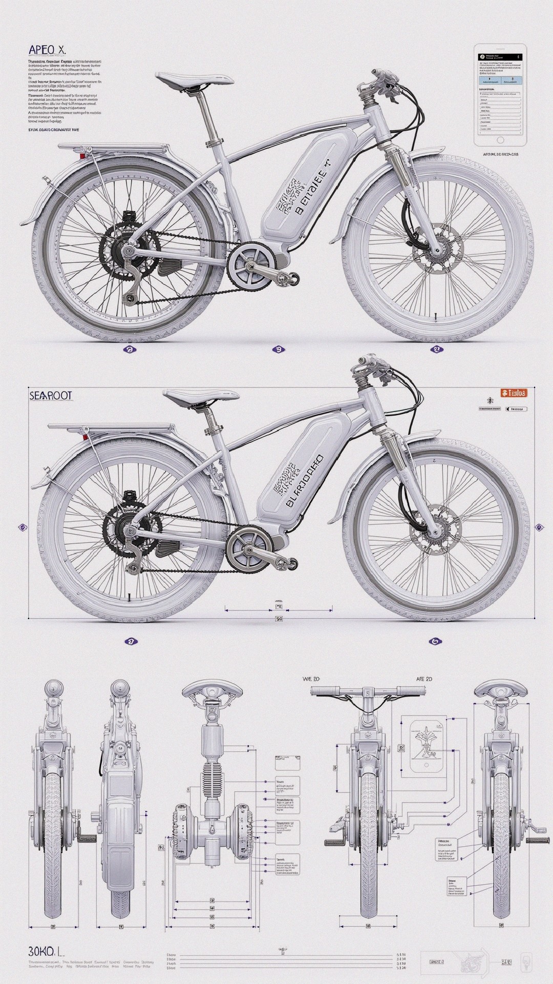 Modern Electric Bicycle Design with Dual Suspension