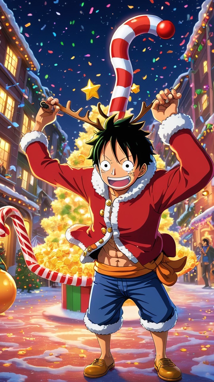 Cheerful Character in Festive Winter Scene