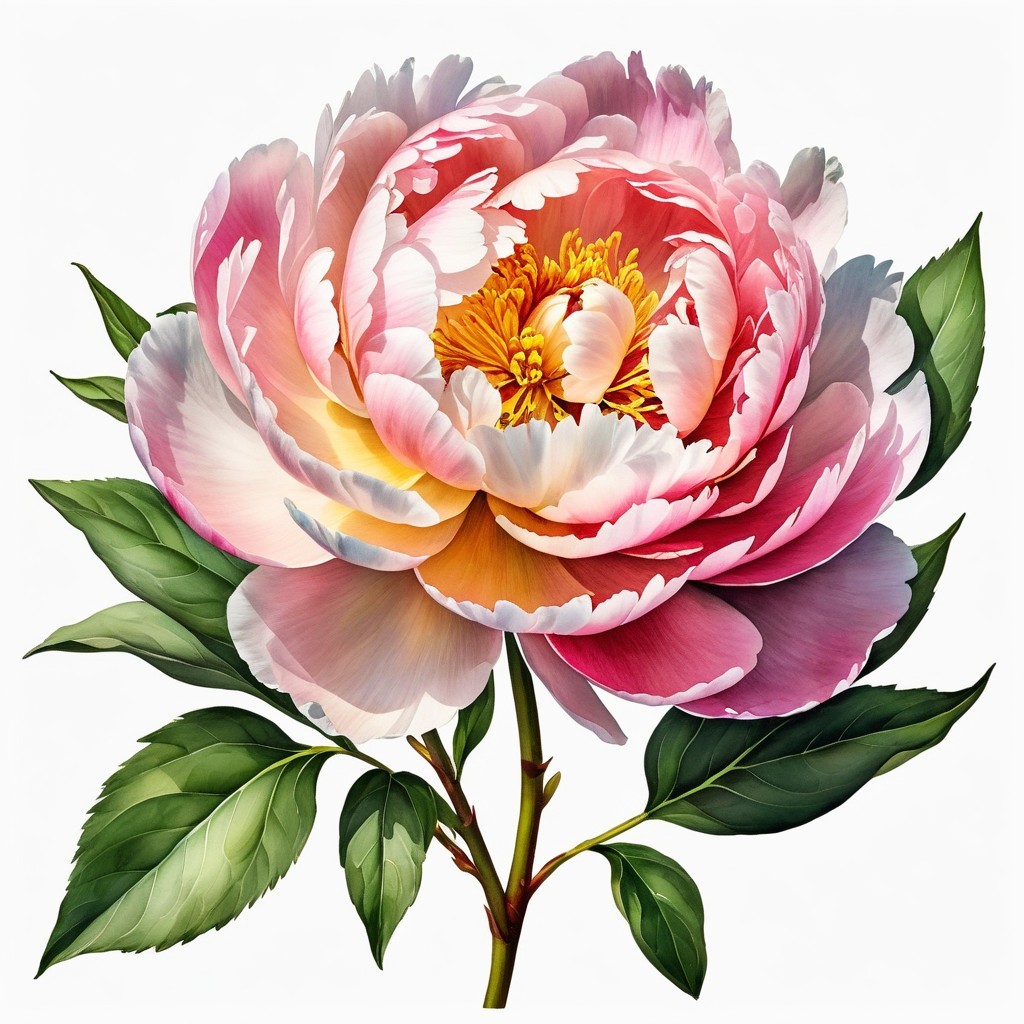 Detailed Description of a Peony Flower Bloom