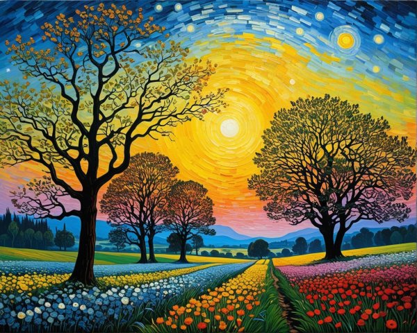 Vibrant Landscape Transitioning from Autumn to Spring