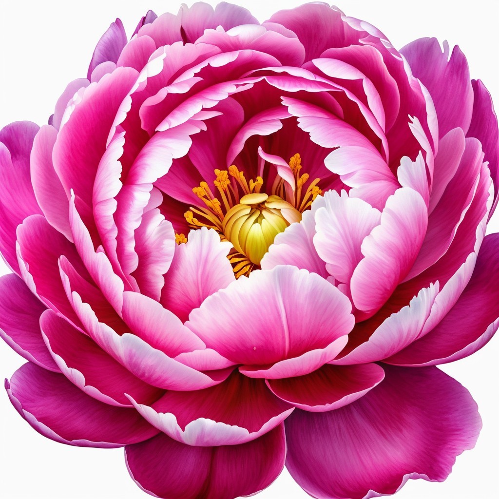 Close-Up View of a Pink Peony Flower with Details