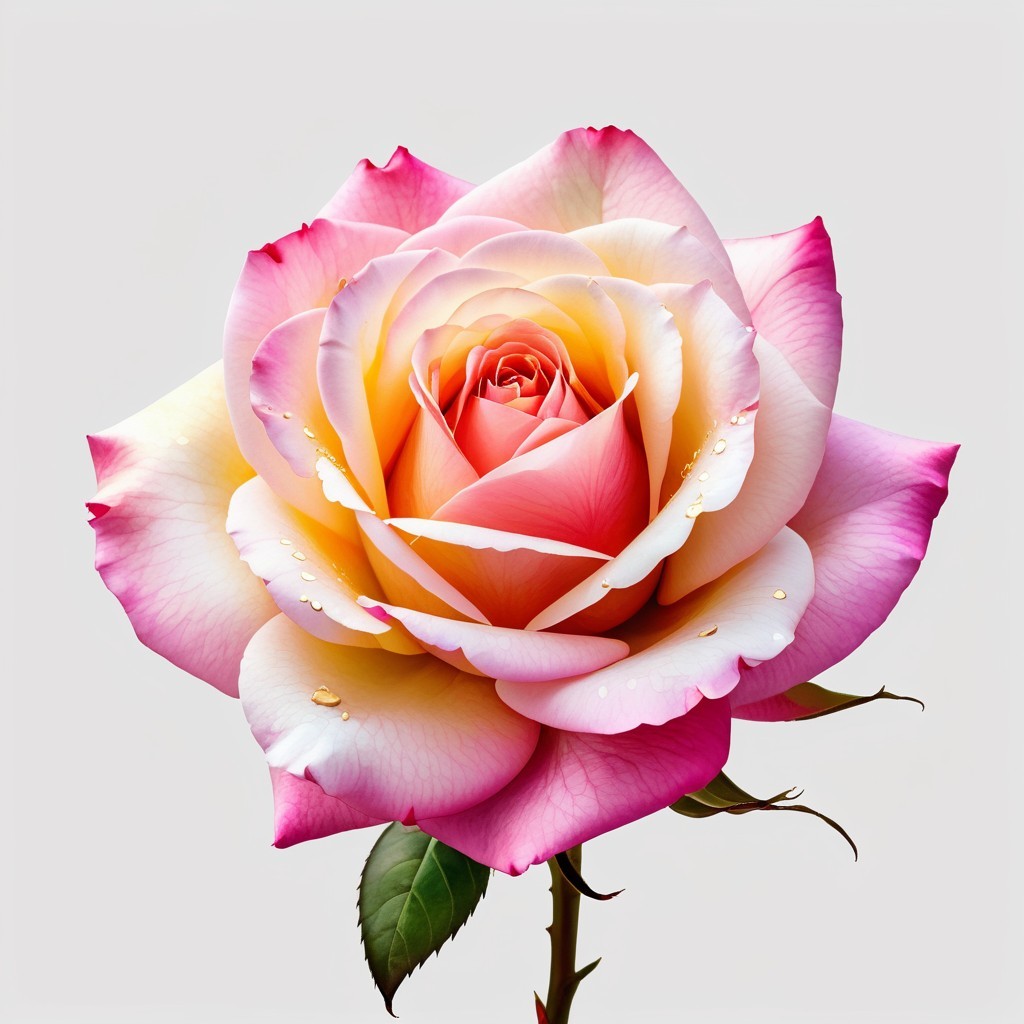 Soft Pink and Yellow Rose with Water Droplets