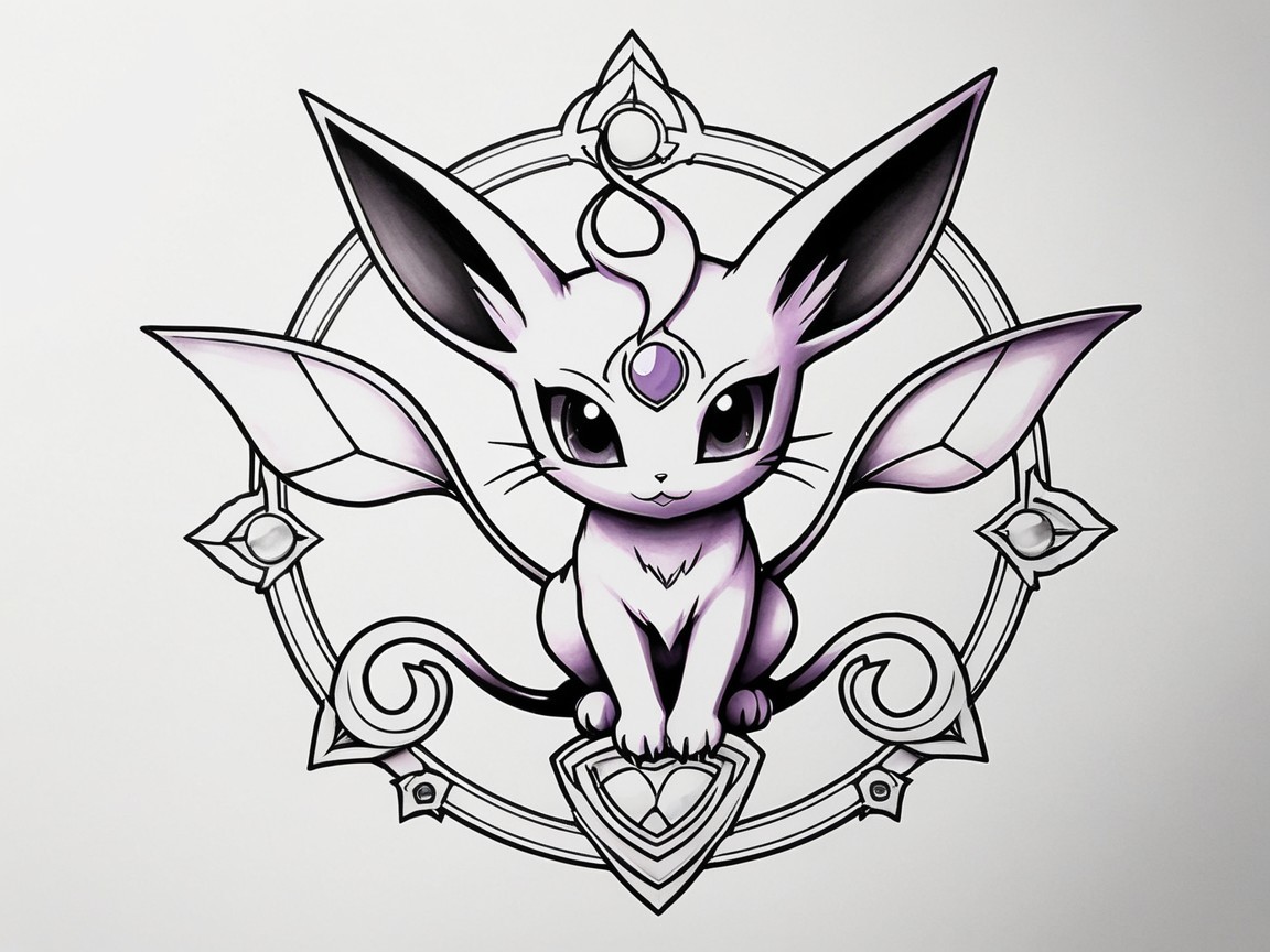 Cartoon-like purple cat creature in ornate design
