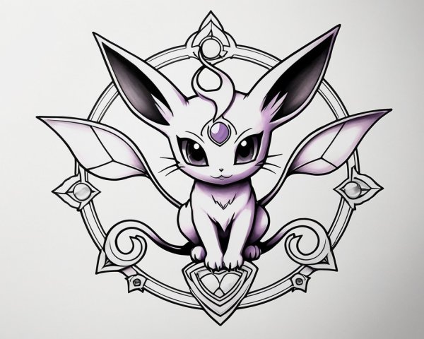 Cartoon-like purple cat creature in ornate design