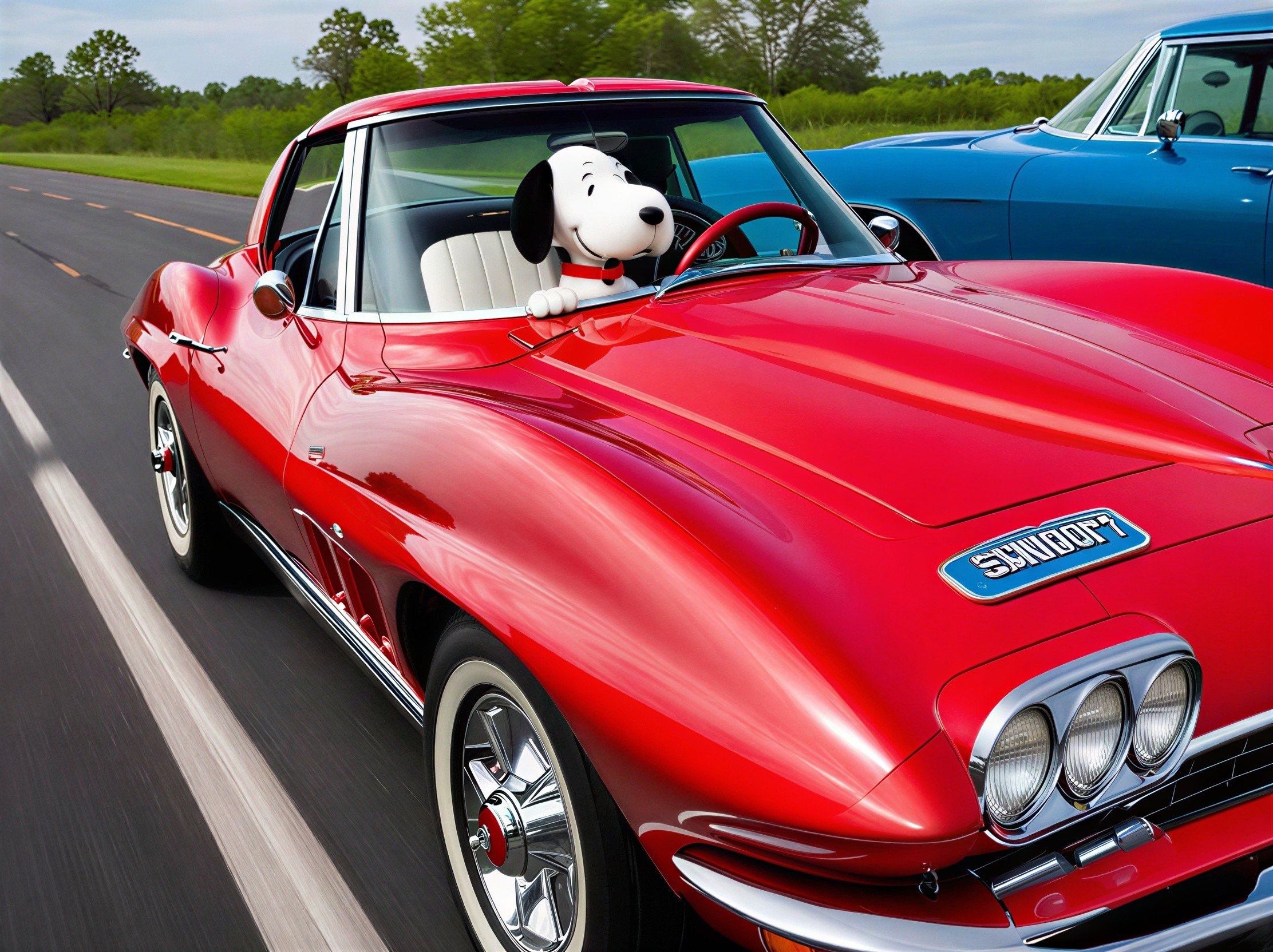 Red 1963 Chevrolet Corvette Sting Ray on Highway