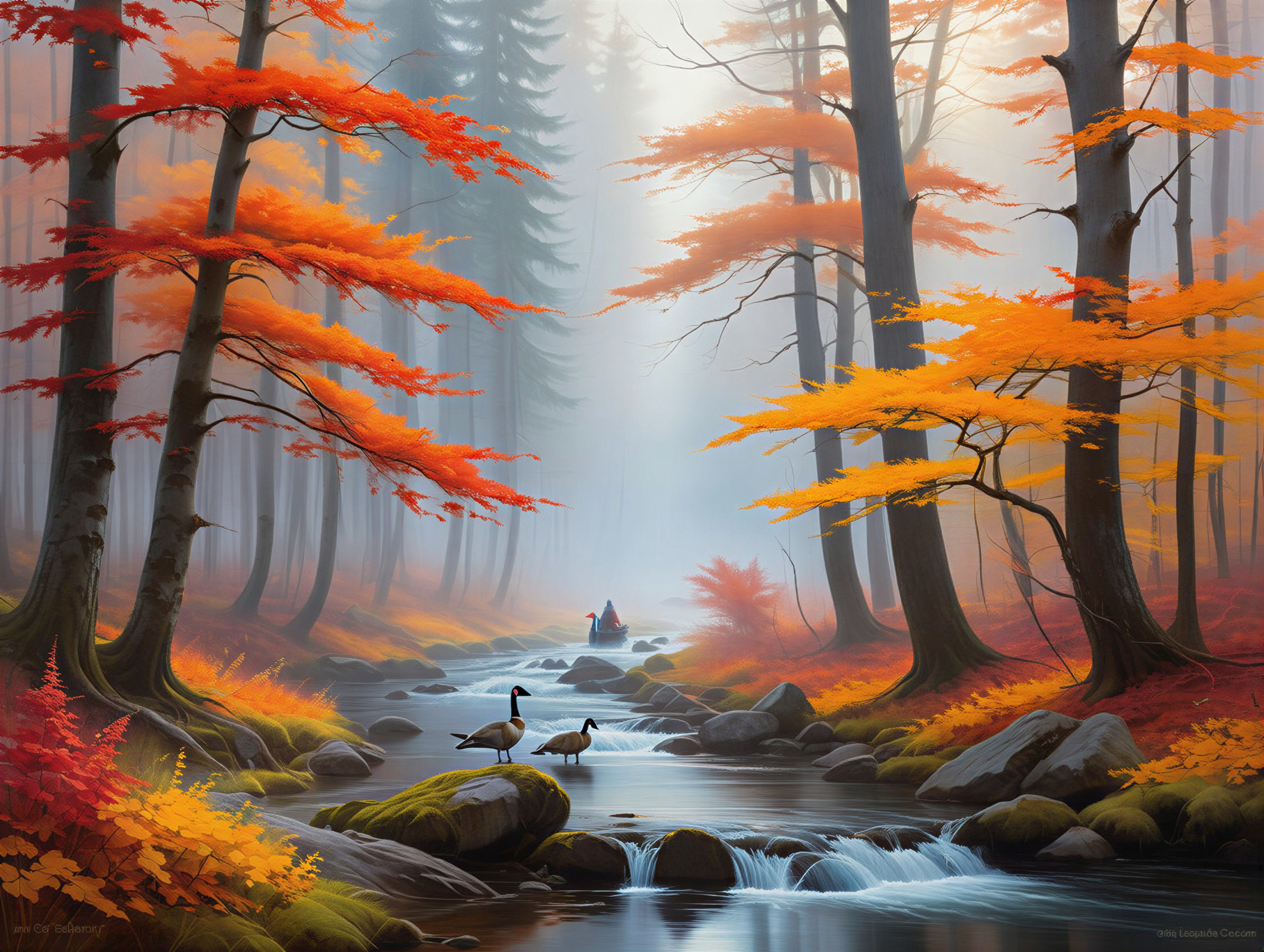 Tranquil Autumn Scene in a Mystical Forest