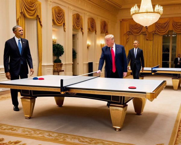 Former U.S. Presidents Playing Table Tennis in Elegance