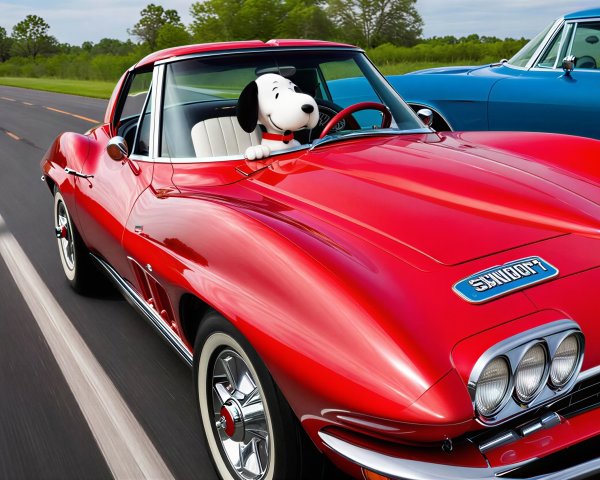 Red 1963 Chevrolet Corvette Sting Ray on Highway