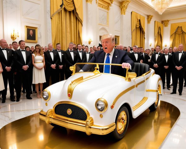 Glamorous Celebration with Vintage Car in Elegant Setting