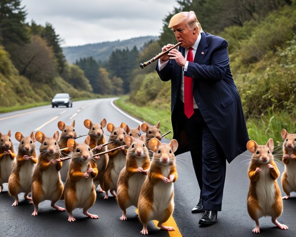 Whimsical Scene of Flute Playing with Cartoon Mice