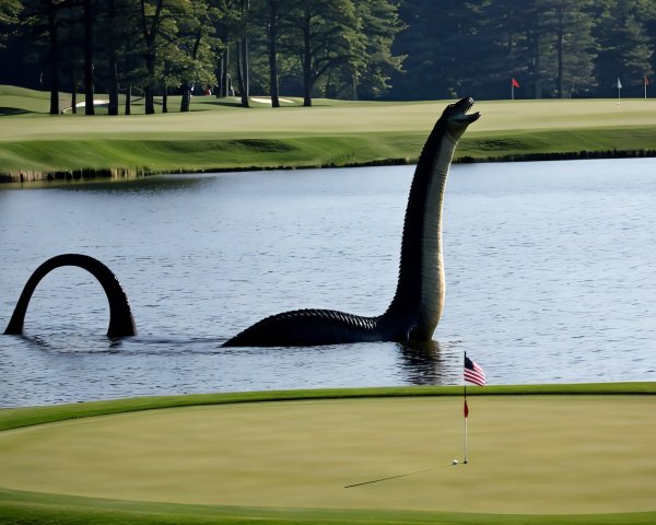 Loch Ness Monster Emerges from Serene Golf Course Lake