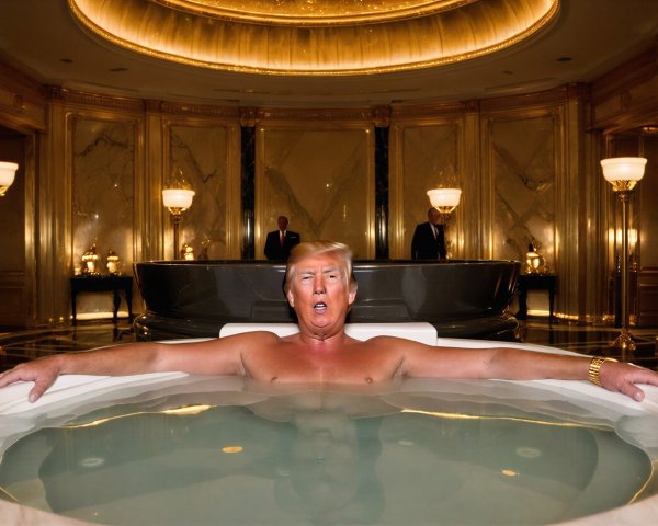 Man with Blond Hair in Luxurious Bathtub Setting