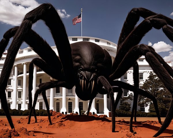 Colossal Black Spider in Front of the White House