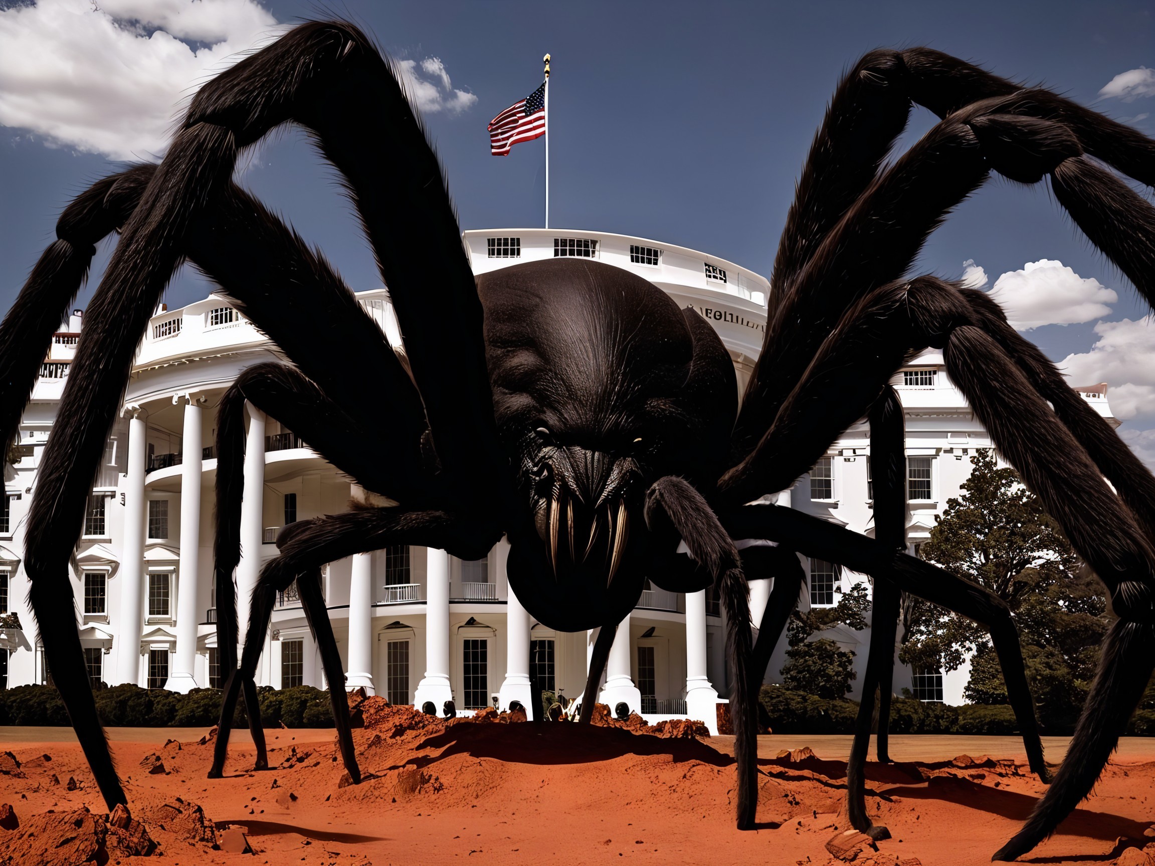 Colossal Black Spider in Front of the White House