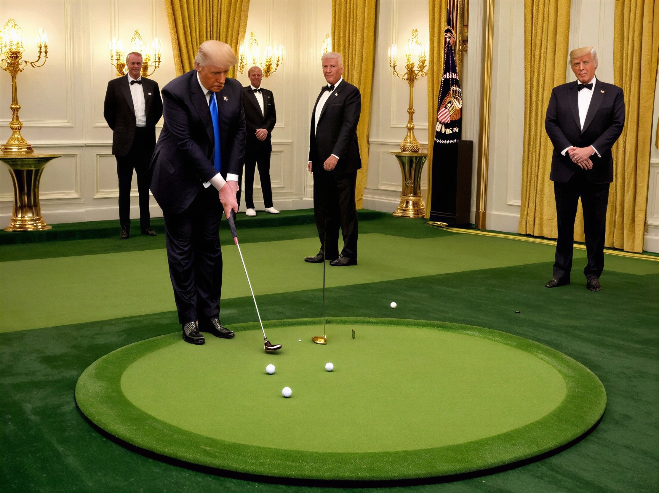 Elegant Room with Golf Putting Area and Attendees