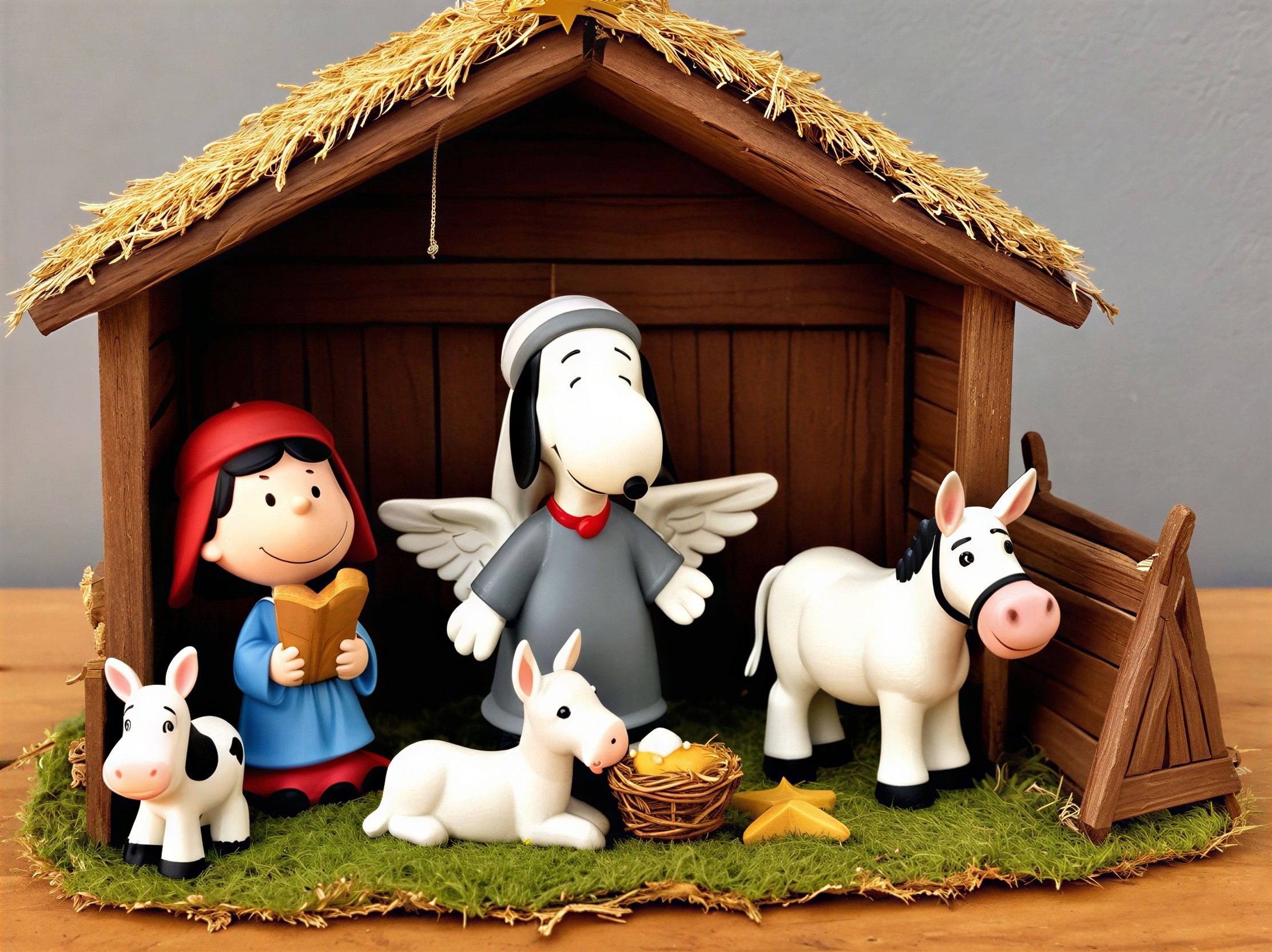 Peanuts-Themed Nativity Scene with Figurines