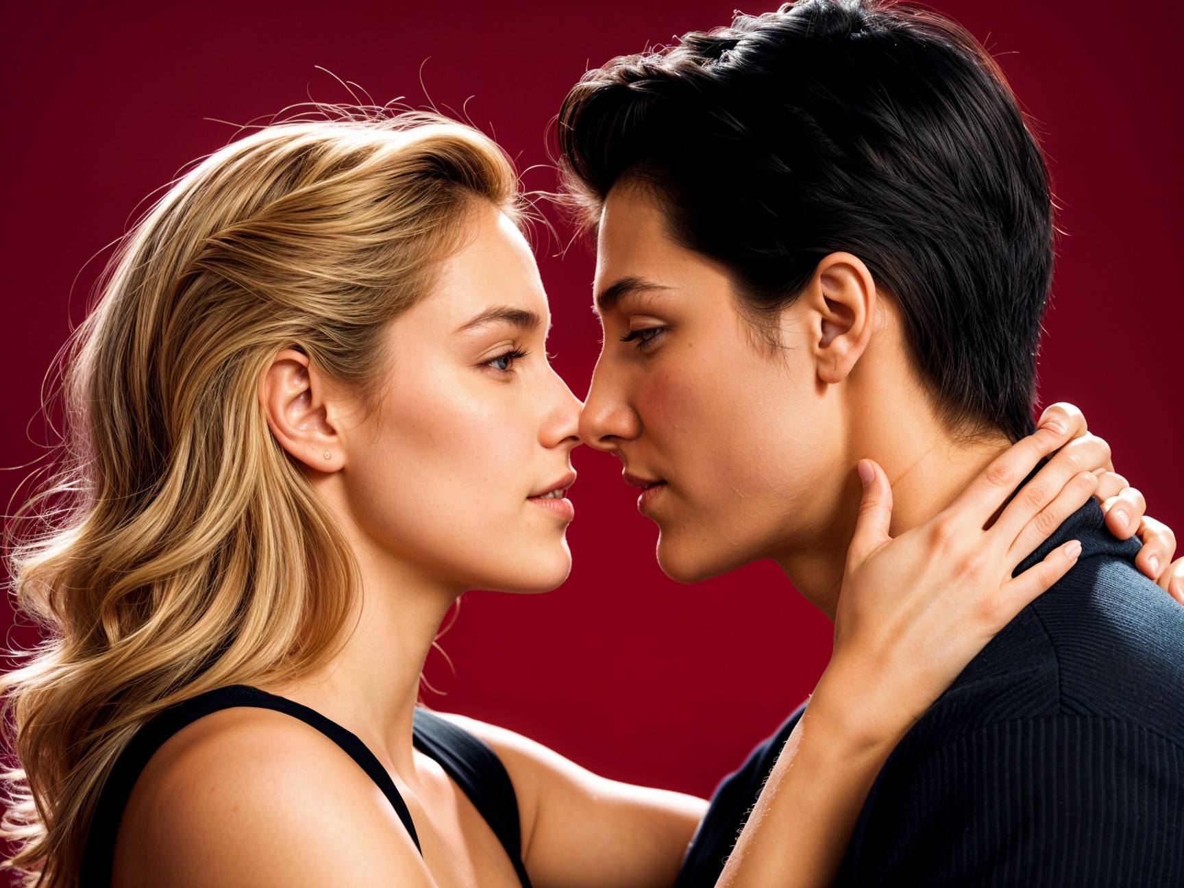 Close Moment Between Two Individuals with Warm Lighting