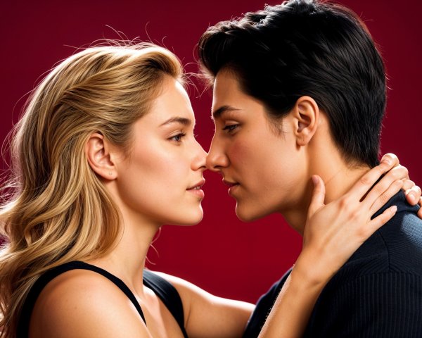 Close Moment Between Two Individuals with Warm Lighting