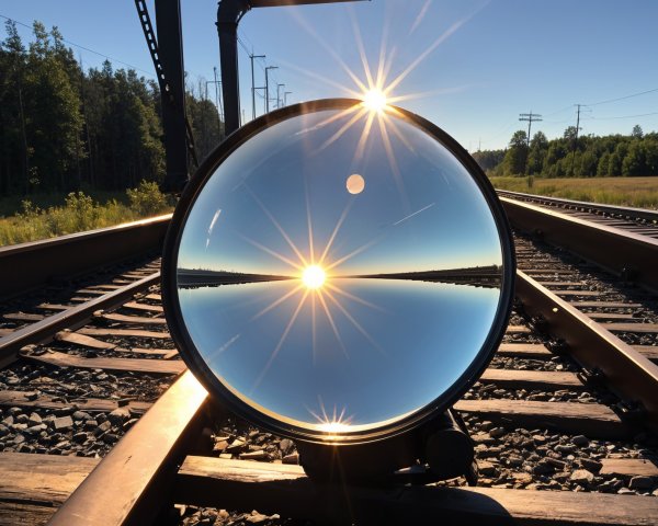 Circular Lens Reflecting Sun and Planet on Tracks