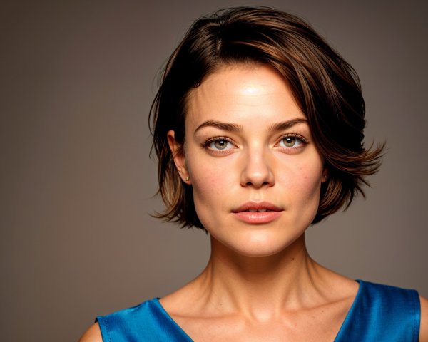 Close-Up Portrait of a Woman with Green Eyes and Satin Top