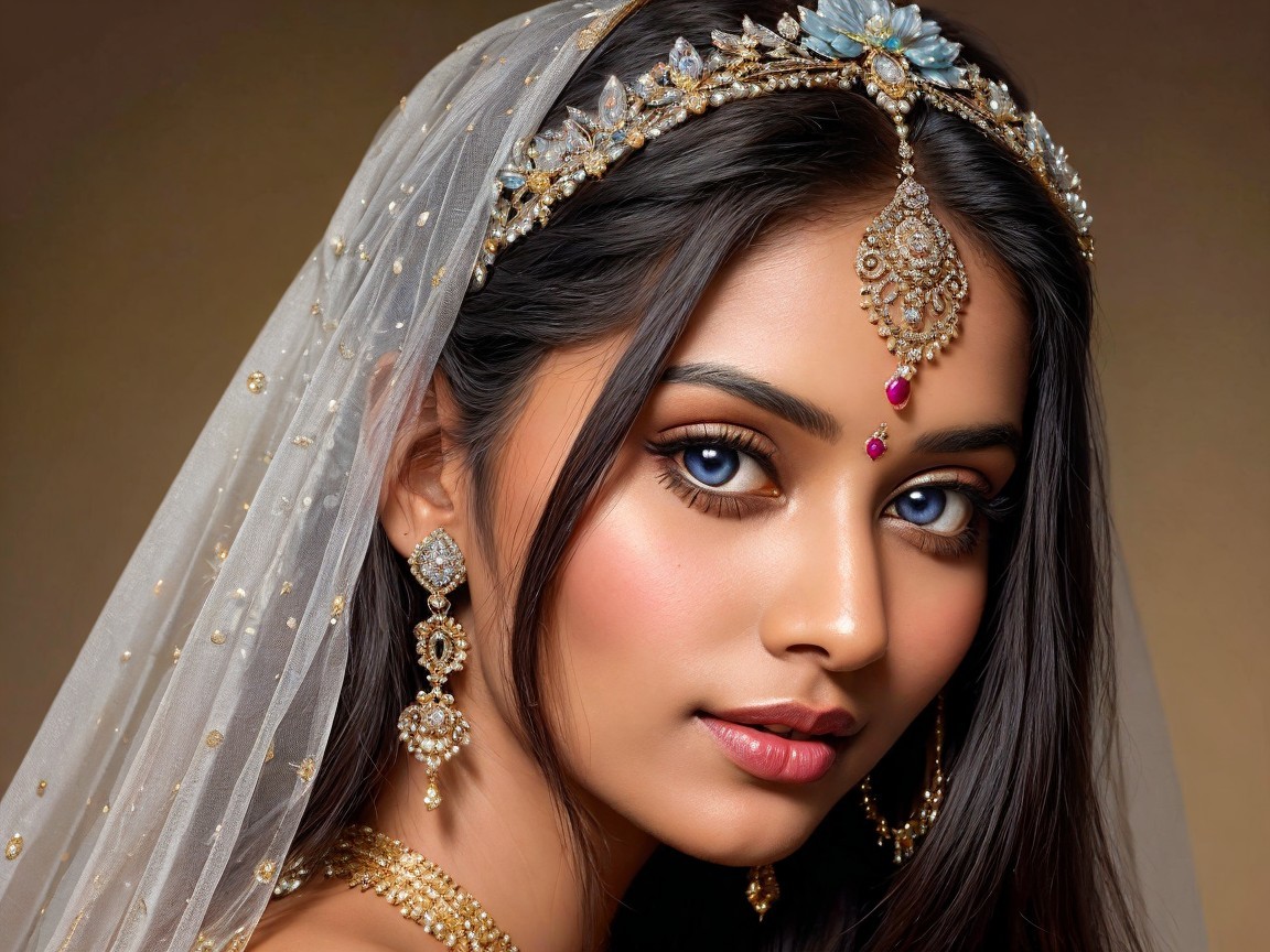 Close-up Portrait of a Young Woman with Jewelry
