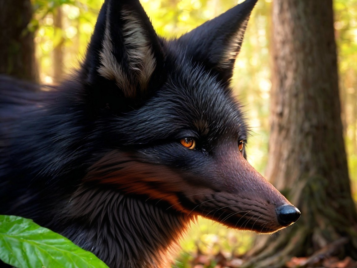 Realistic Wolf Portrait in Serene Woodland Setting