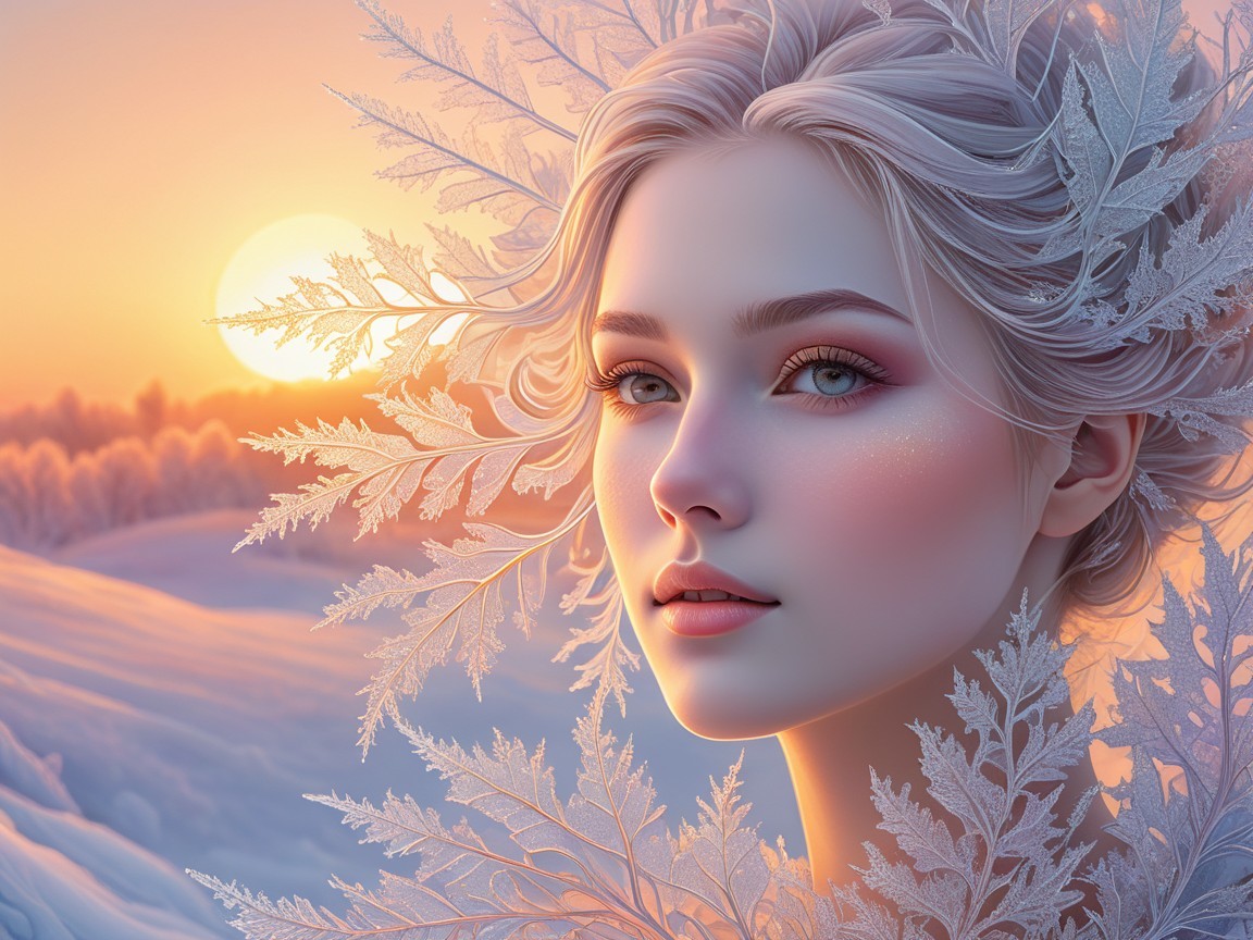 Portrait of a Young Woman in a Winter Landscape