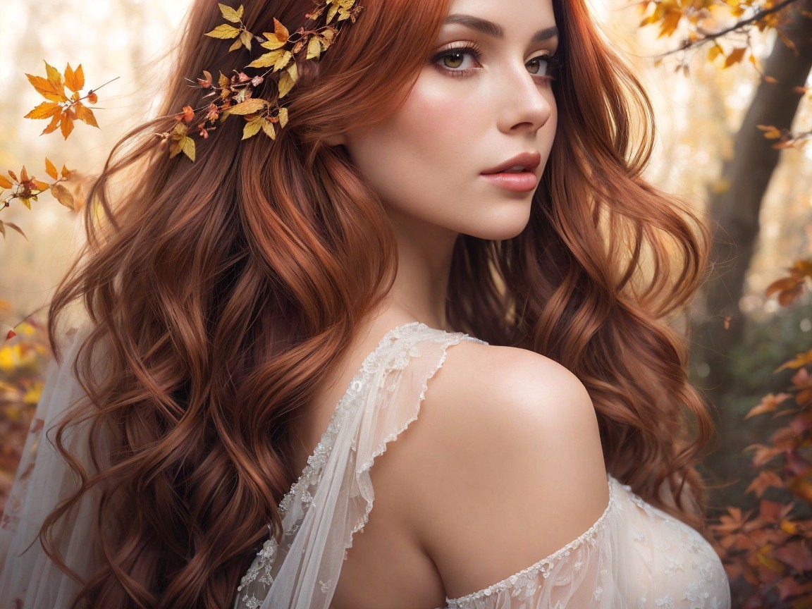 Portrait of a Young Woman in Autumn Setting