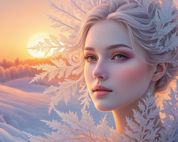 Portrait of a Young Woman in a Winter Landscape