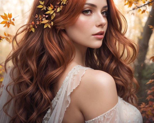 Portrait of a Young Woman in Autumn Setting