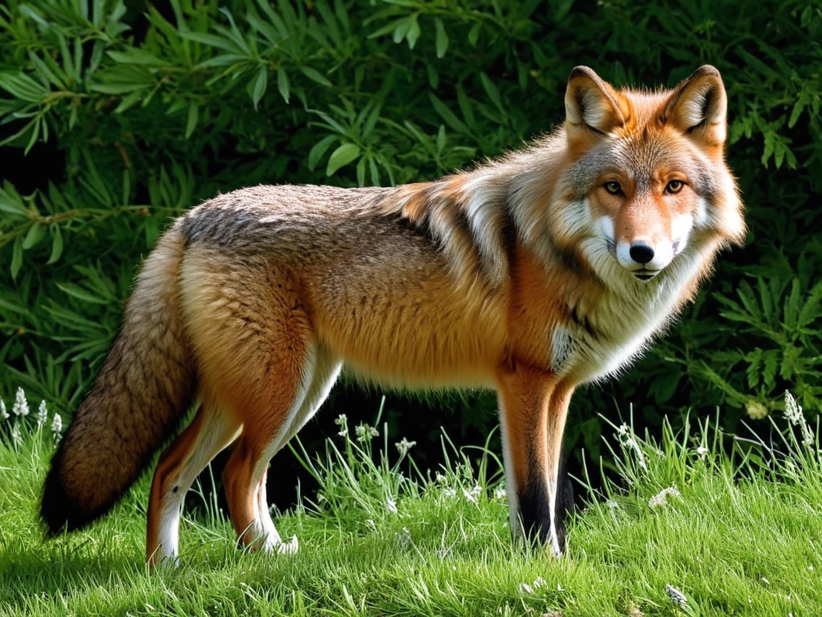 Beautiful fox with vibrant fur in natural habitat