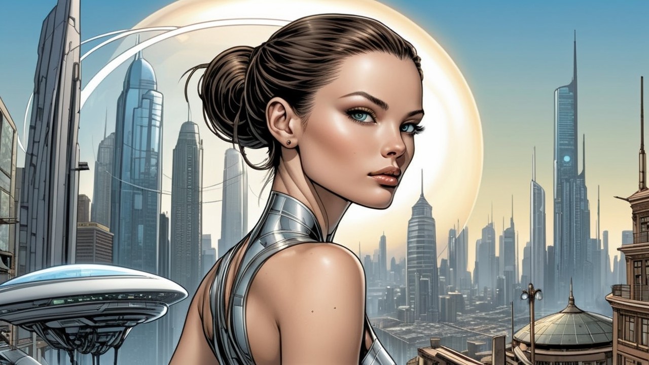 Cinematic Comic Book Portrait of a Futuristic Woman