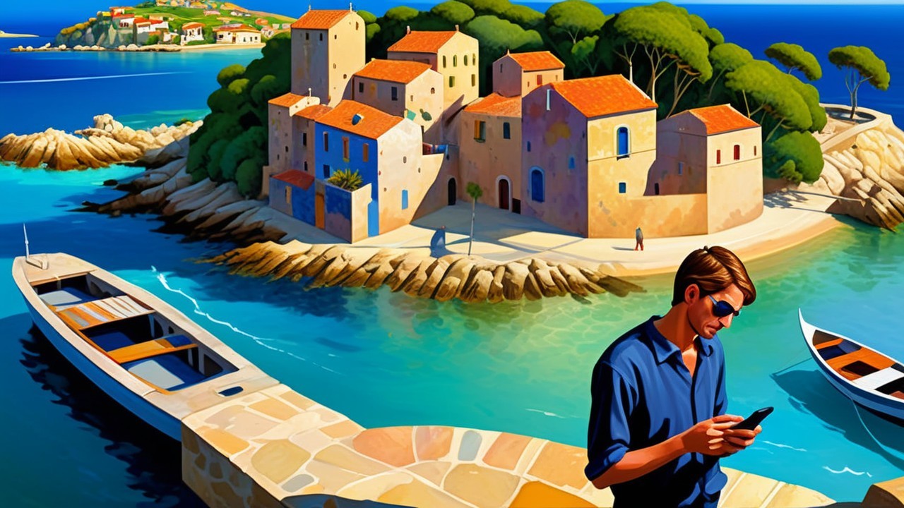 Coastal Scene with Colorful Buildings and Boats