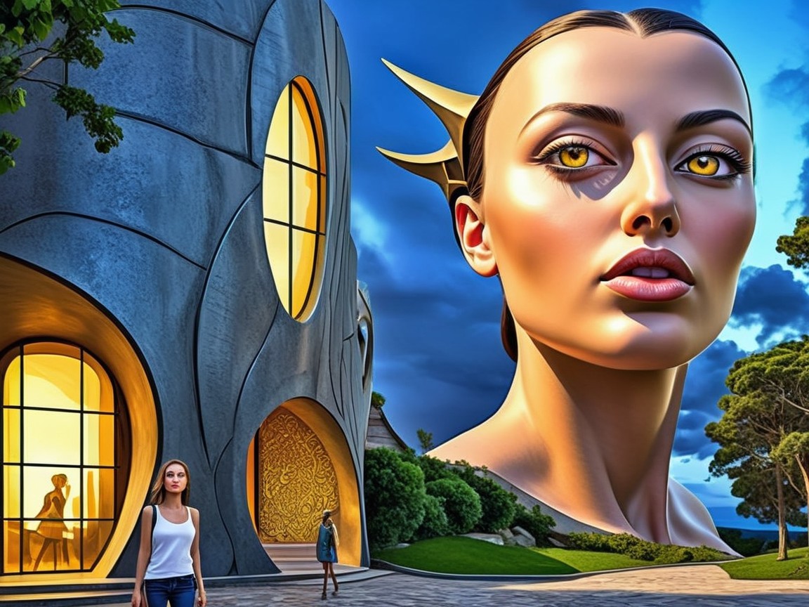 Futuristic architectural structure with organic curves