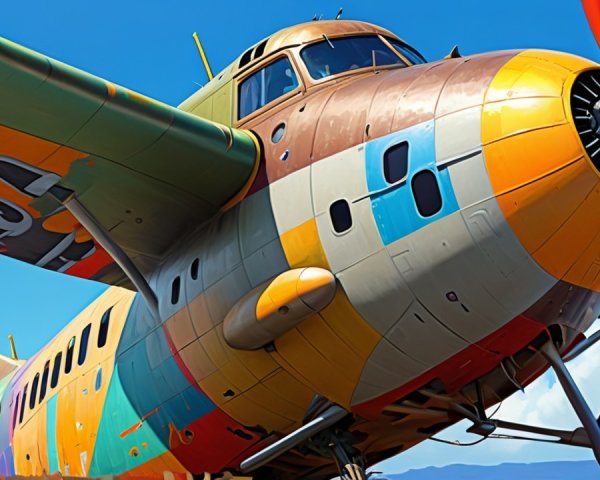 Vibrant Patchwork Design on Colorful Aircraft
