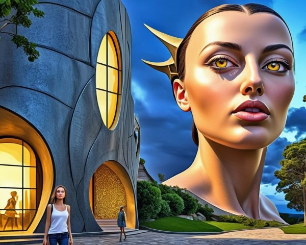 Futuristic architectural structure with organic curves