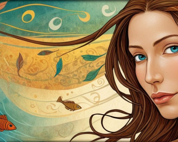 Fantasy Digital Painting of a Woman with Blue Eyes