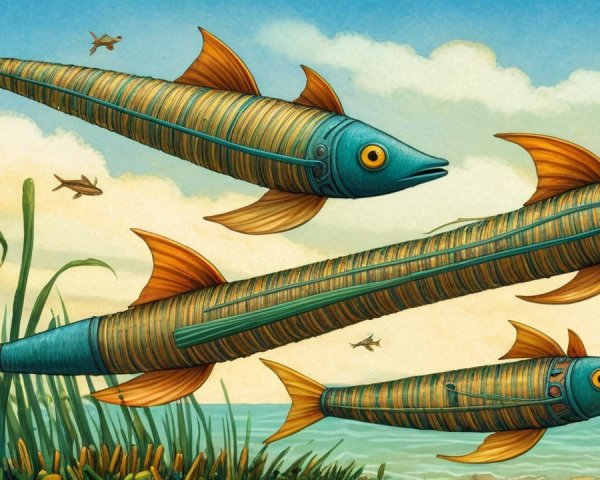 Stylized Fish in Vibrant Colors in Aquatic Setting