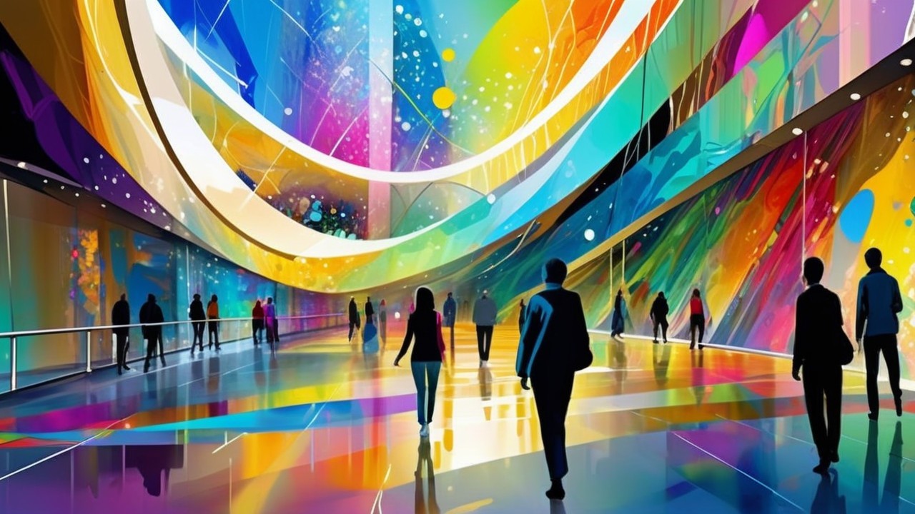 Futuristic Interior with Colorful Abstract Murals