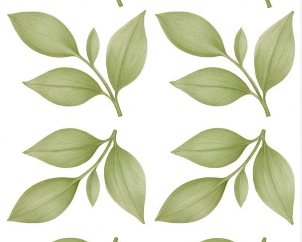 Delicate Green Leaf Pattern on White Background