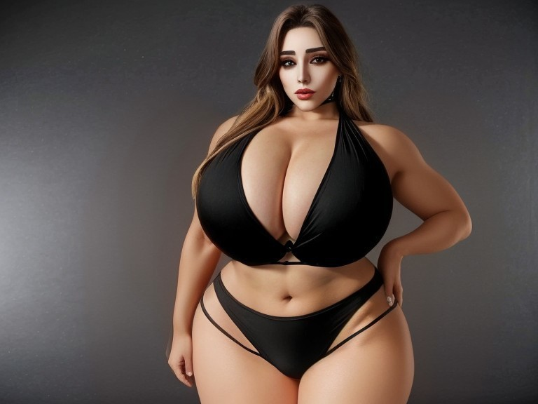 Confident Figure in Stylish Black Bikini Against Dark Background