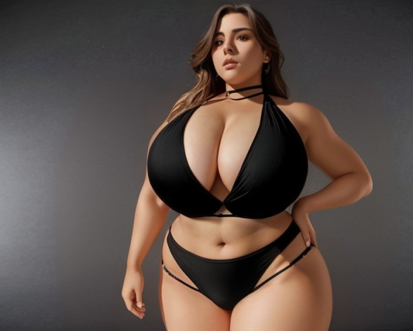 Confident Individual in Stylish Black Bikini Outfit