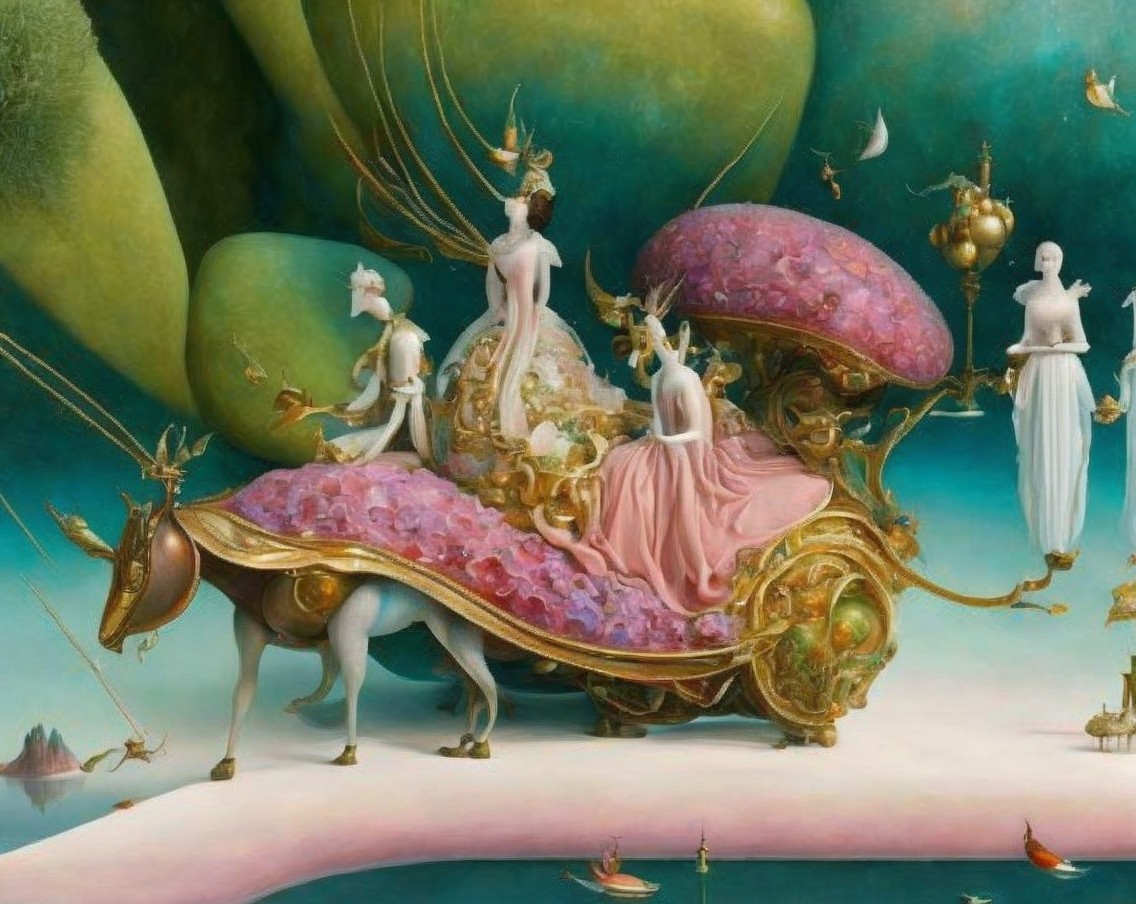 Whimsical Chariot in a Surreal Dreamlike Landscape