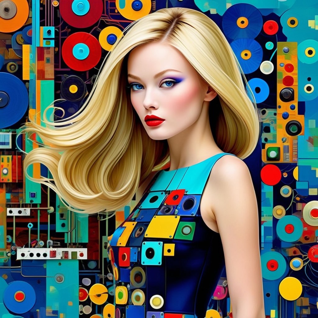 Stylized portrait of a woman with vibrant backdrop