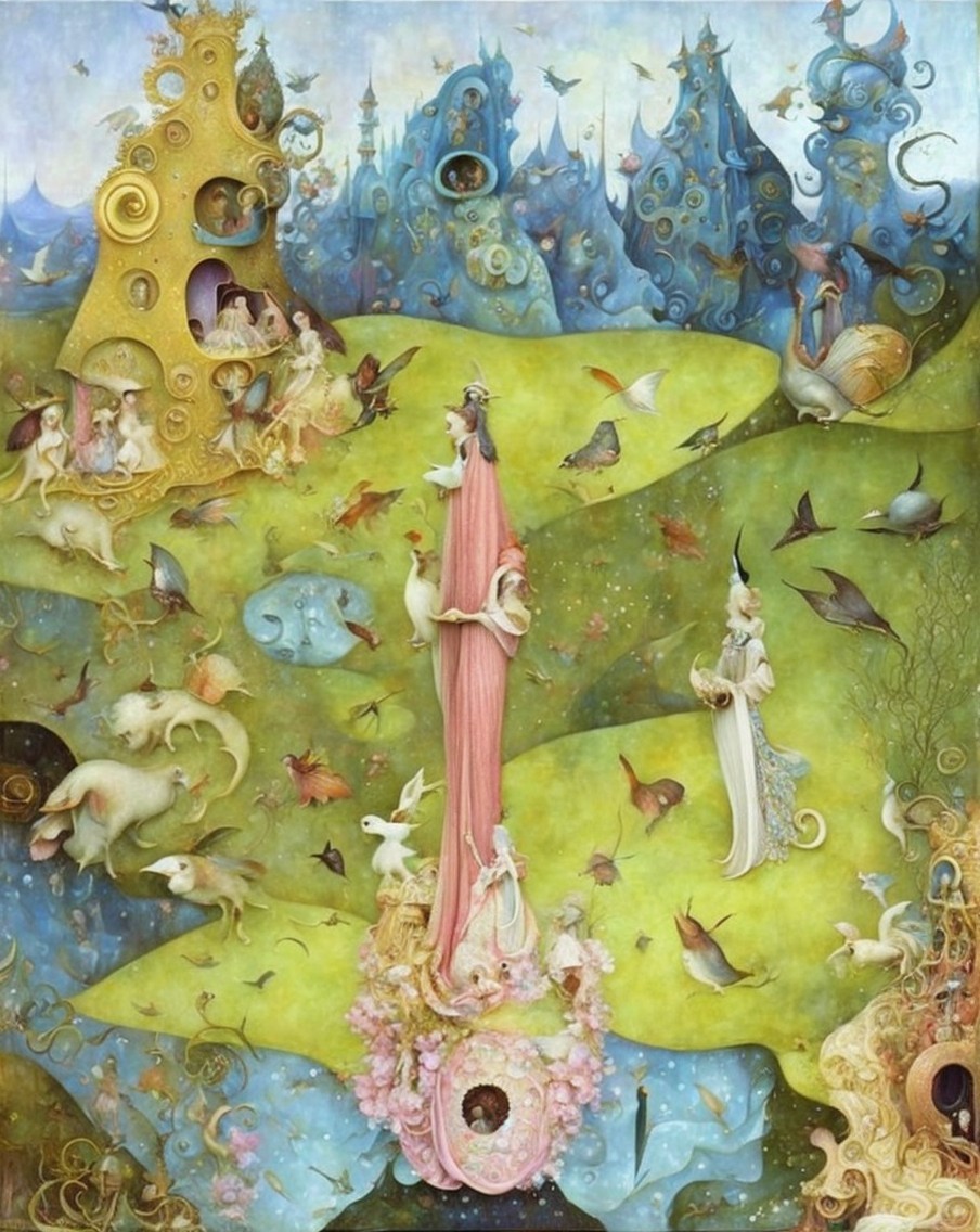 Whimsical Dreamlike Landscape with Surreal Elements