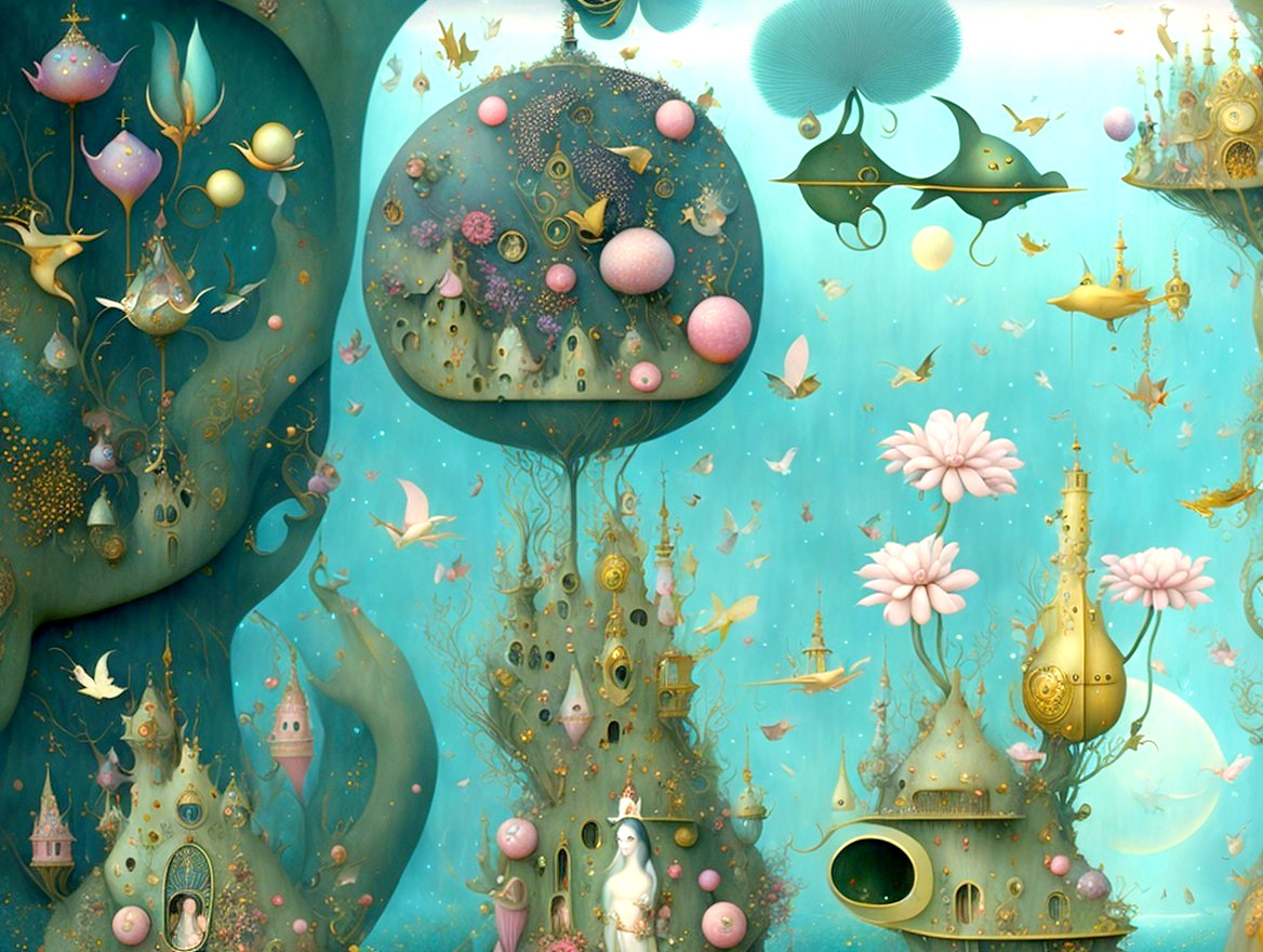 Whimsical Underwater Landscape with Vibrant Flora