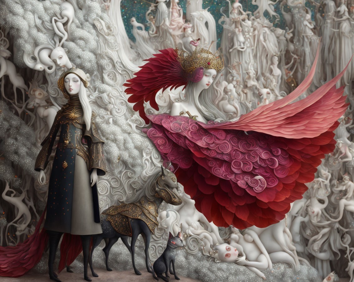 Ethereal Women in Dreamlike Landscape with Spirits