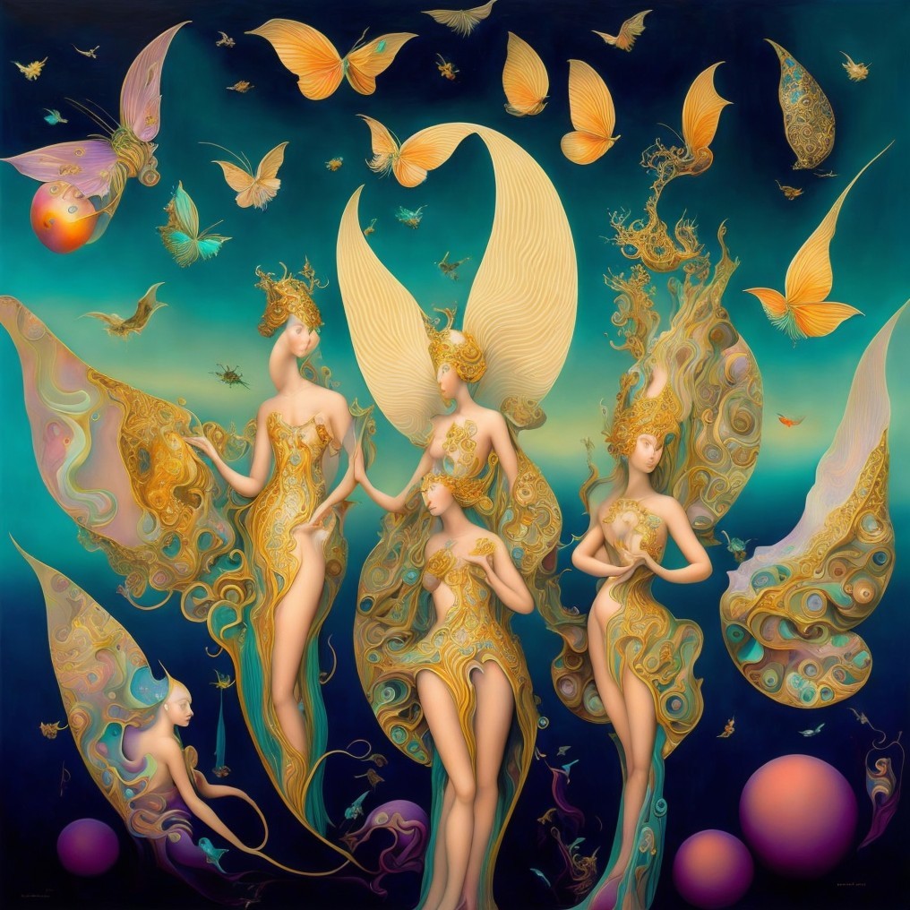 Ethereal Figures in a Dreamlike Nature Scene