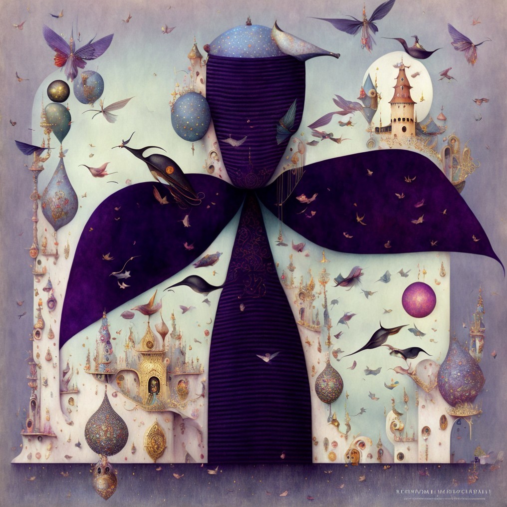 Abstract Fantasy Structure in Mystical Cityscape